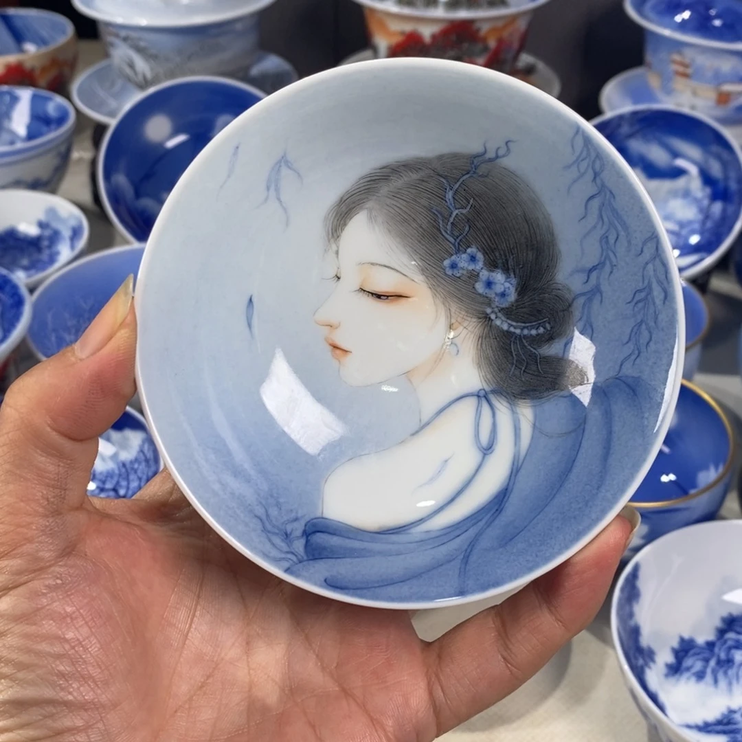 青花人物主人杯杯