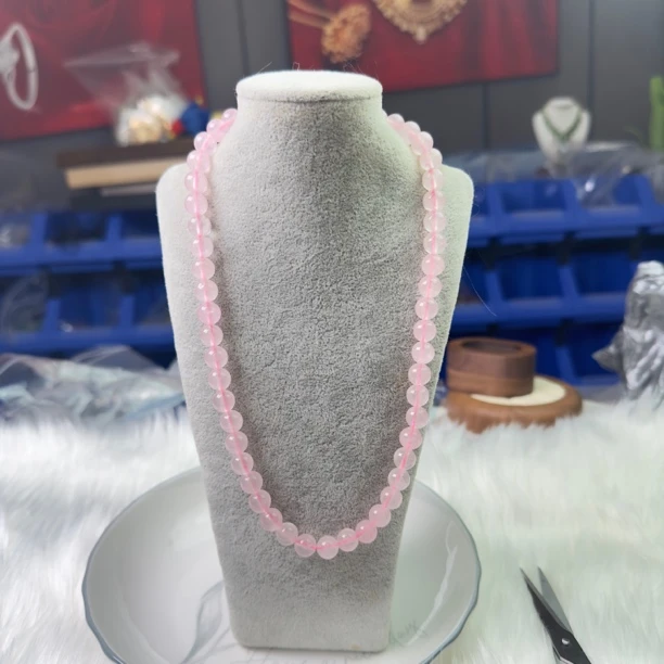 天然水晶粉水晶项链