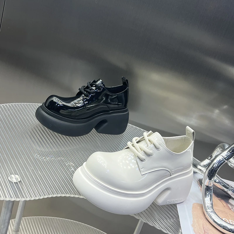 欧洲站2025年新款方头厚底防水台粗跟单鞋显瘦时尚高跟鞋SJ3376-1