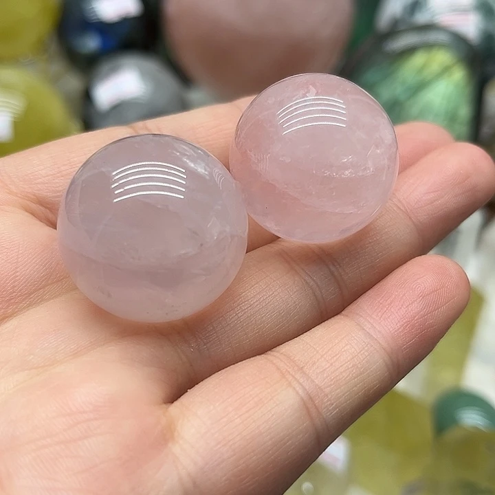 水晶珠宝半成品未镶嵌60克粉水晶球