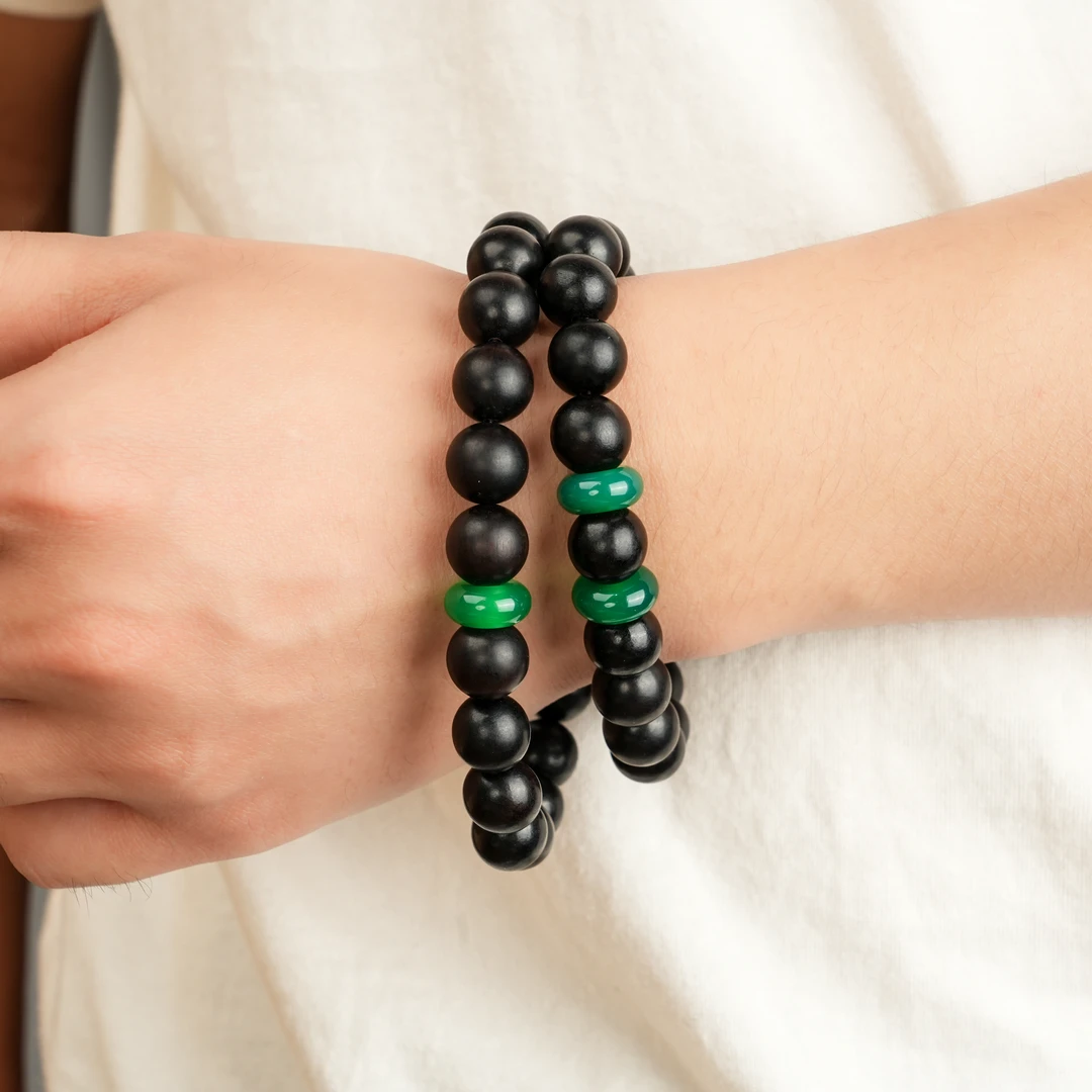 合成金属木质手链 【檀锦阁】闭月羞花手持-手串-乌木-gz0091/gz009