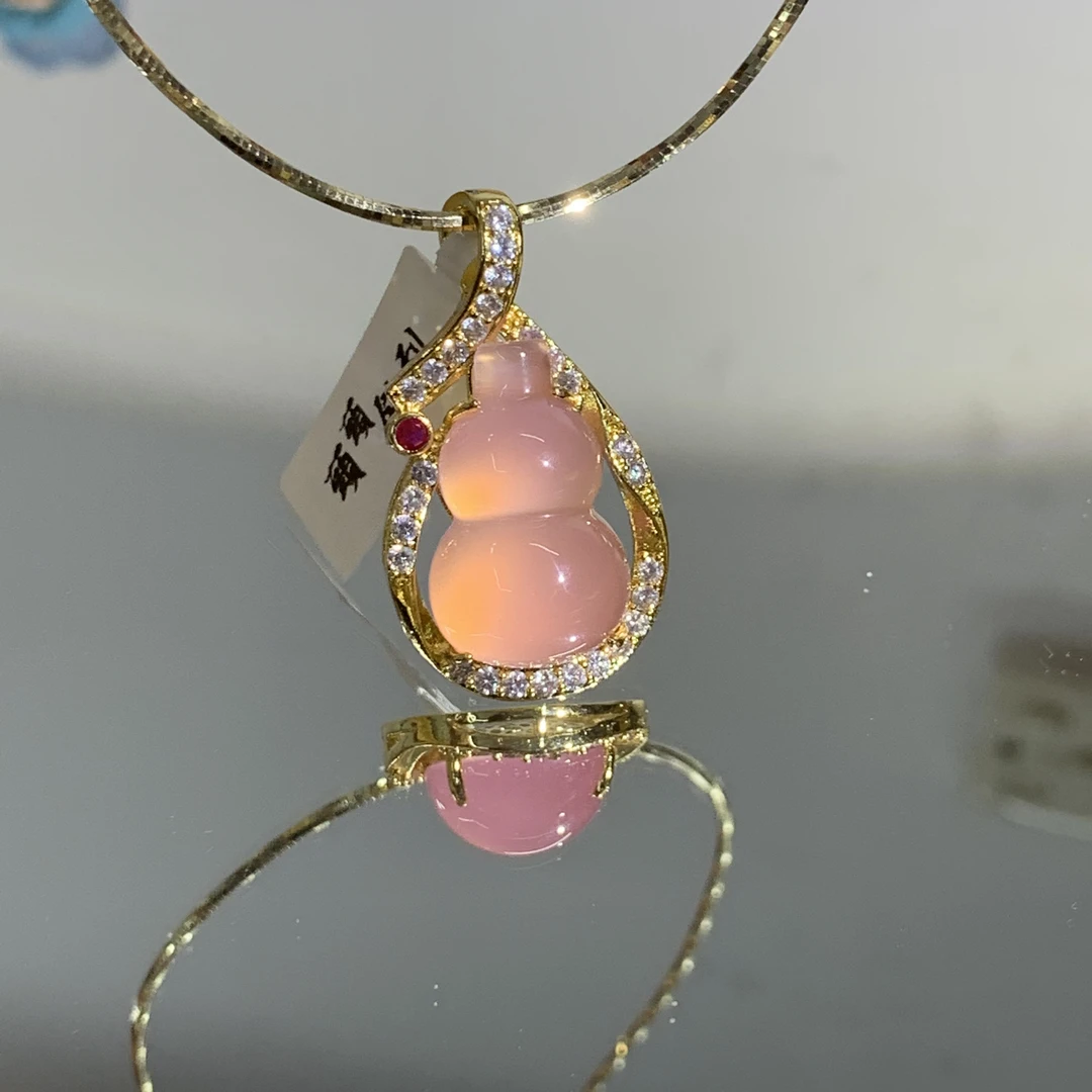 铜合金合成锆石吊坠 TTSD 粉色葫芦时尚潮流百搭款吊坠 279