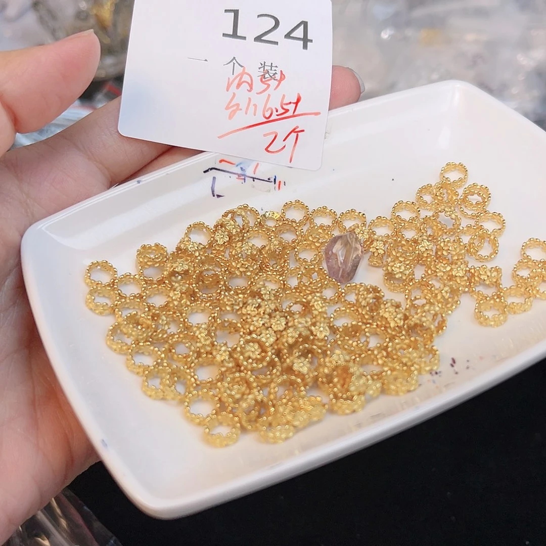 水晶珠宝半成品银S925镀金镶嵌124