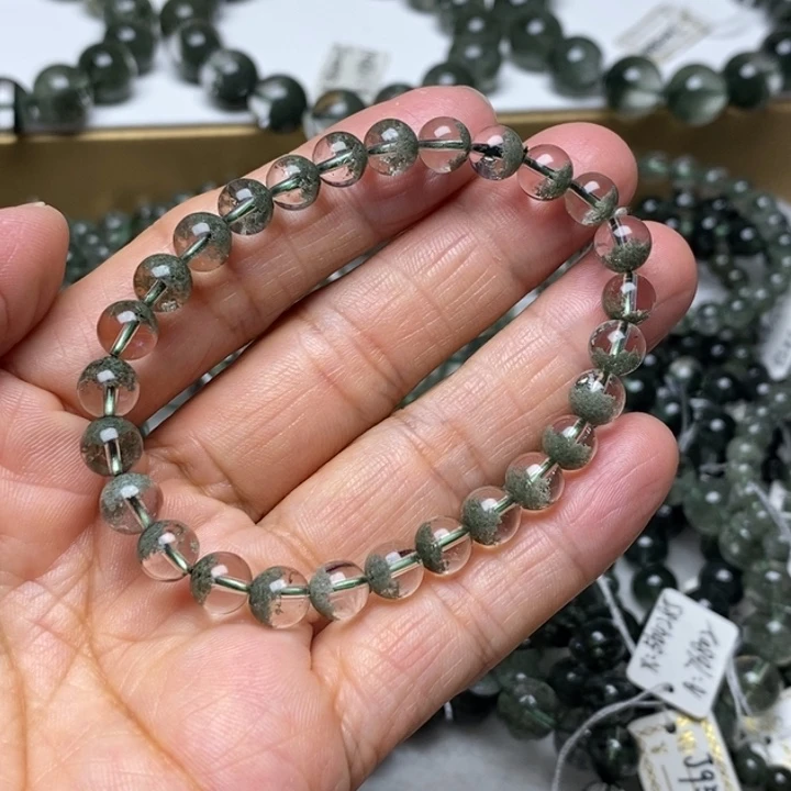 水晶珠宝半成品未镶嵌J681107天然绿幽灵聚宝盆约6.8咪