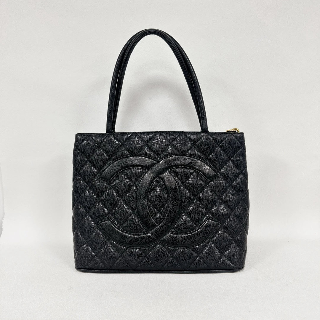 99新 Chanel/香奈儿 希尔顿托特包 黑色荔枝纹 6541