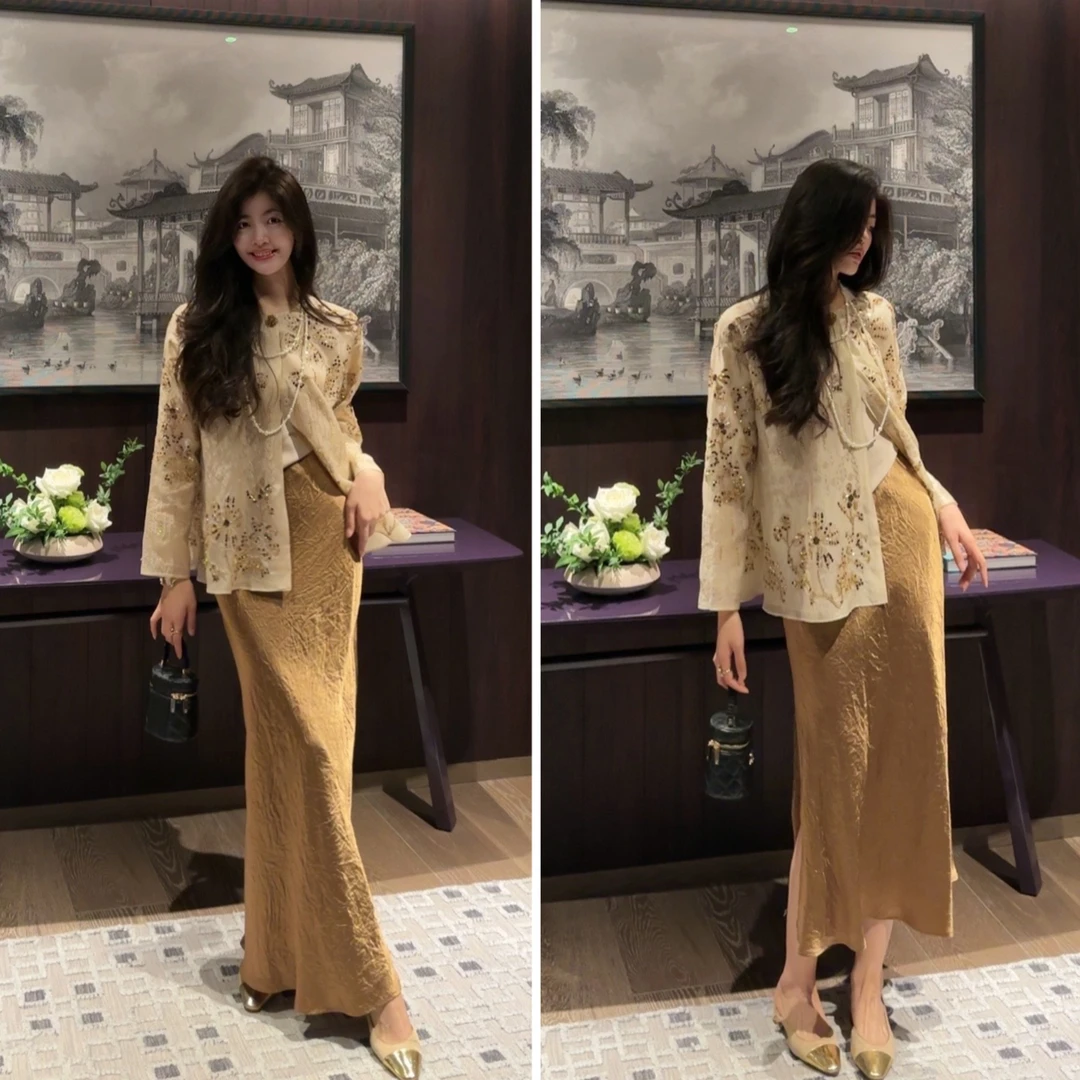 【N·COU】24夏新款【锦鲤裙】百搭中长款唐装半身裙-DY21210