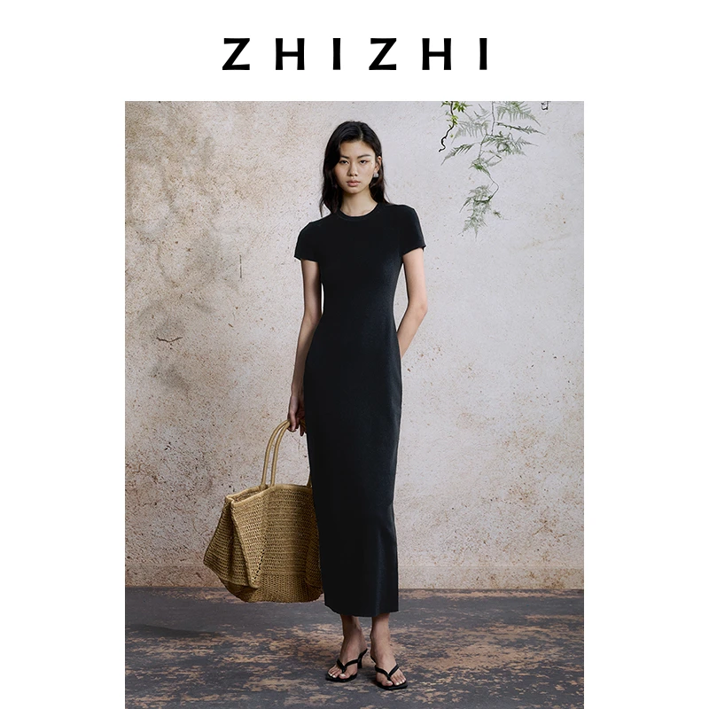 致知 白苧 长款针织连衣裙女2025年夏季新款ZZ2EMKLN023