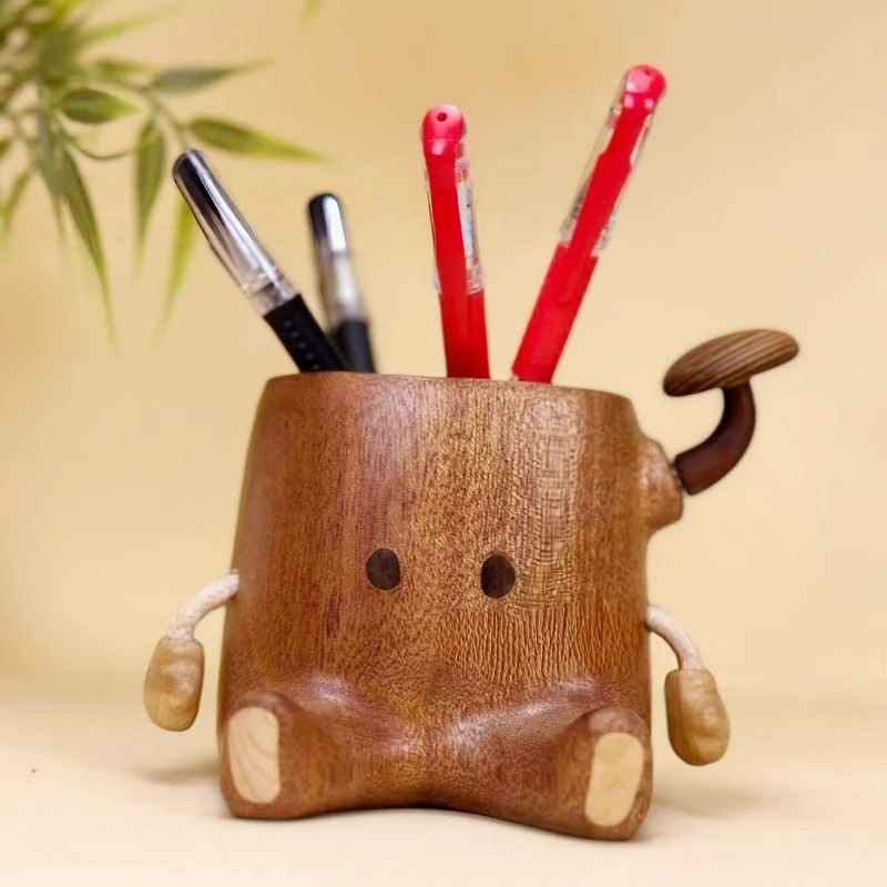 实木树桩造型创意笔筒桌面收纳摆件礼品