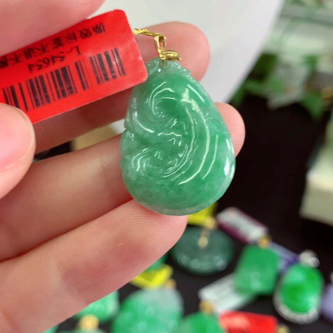翡翠18K金镶嵌吊坠(不含链)
