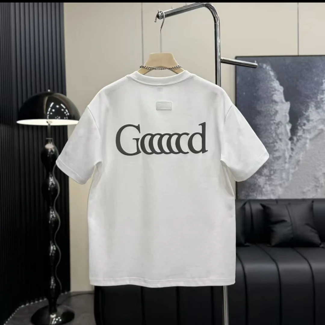 2025年夏季新款男士百搭简约纯色字母短袖T恤上衣半袖男韩版宽松