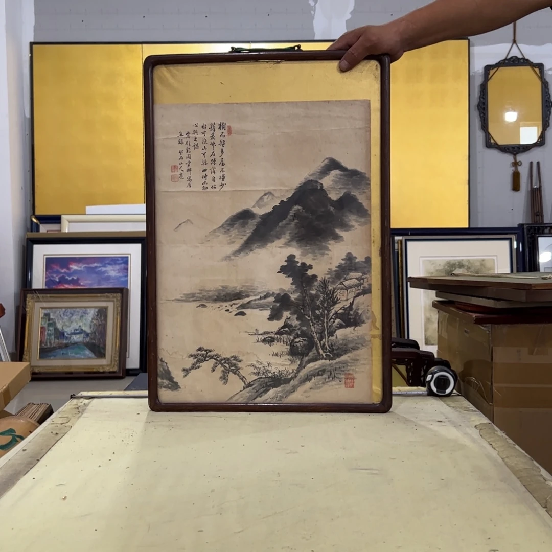 尔***雅绘画屏风框画茶空间设计