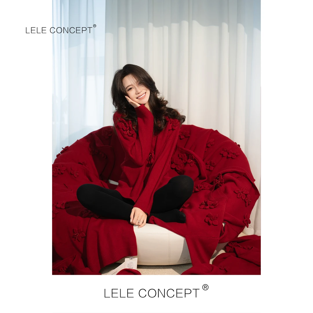 LELE CONCEPT丨【超】时尚设计款立体花朵毛衣S0759
