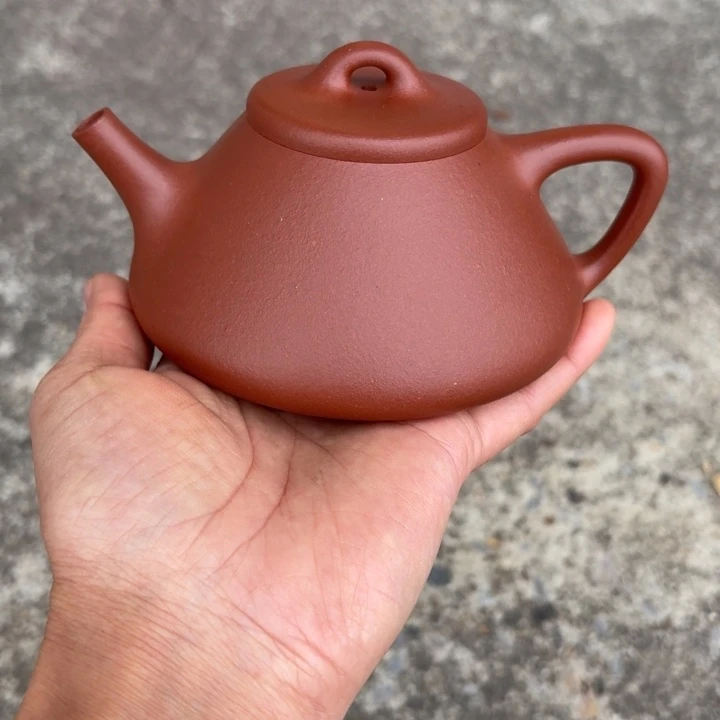 石***大紫砂茶壶子冶石瓢微瑕280毫升，红将坡