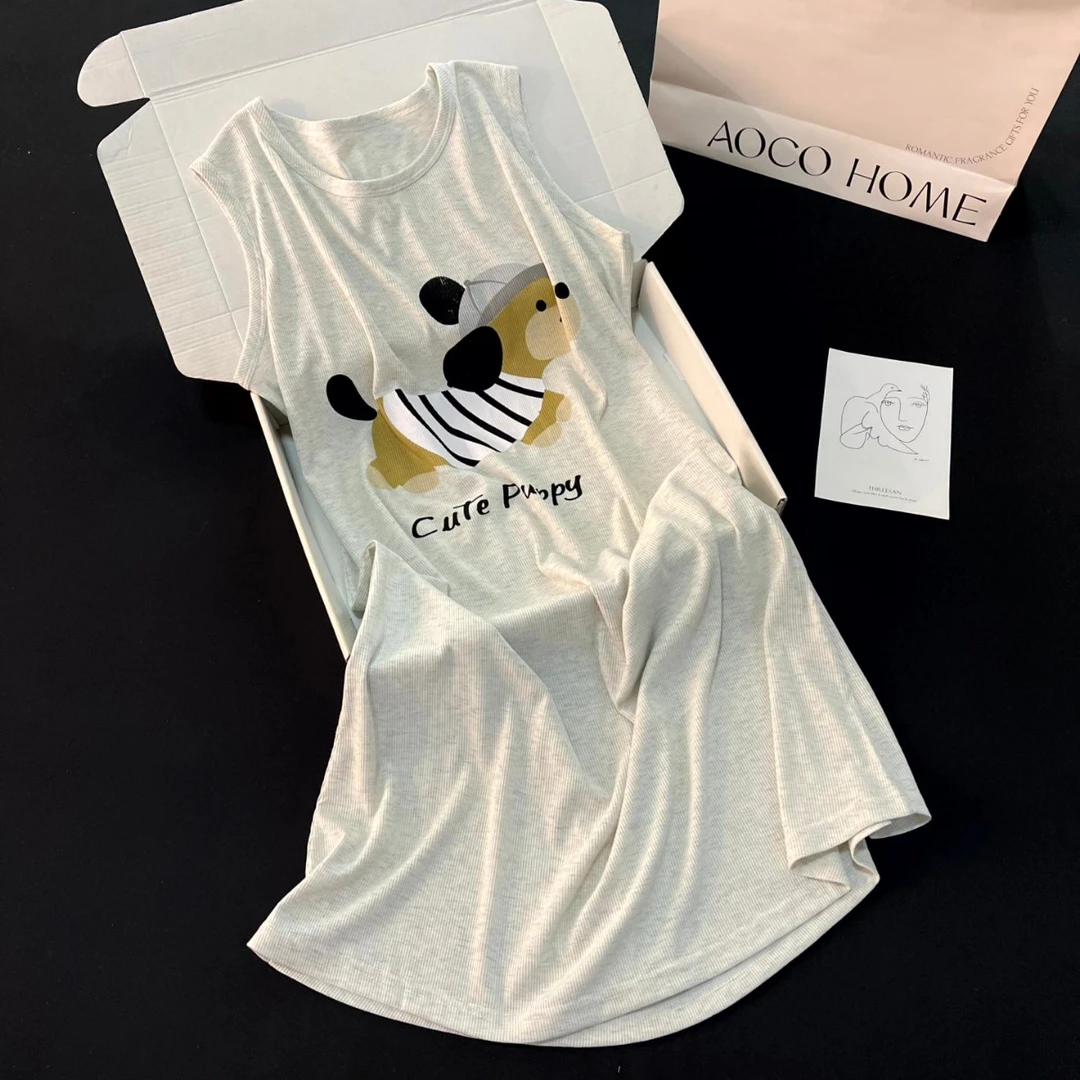 吊带睡裙女夏季网红风时尚2025新款背心睡衣大码凉感条纹狗家居服