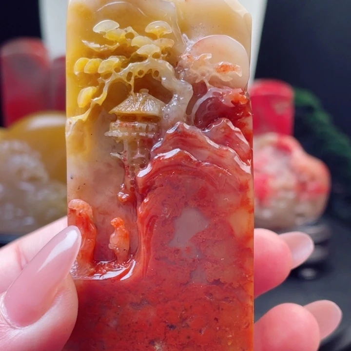 寿山石高山满满朱砂