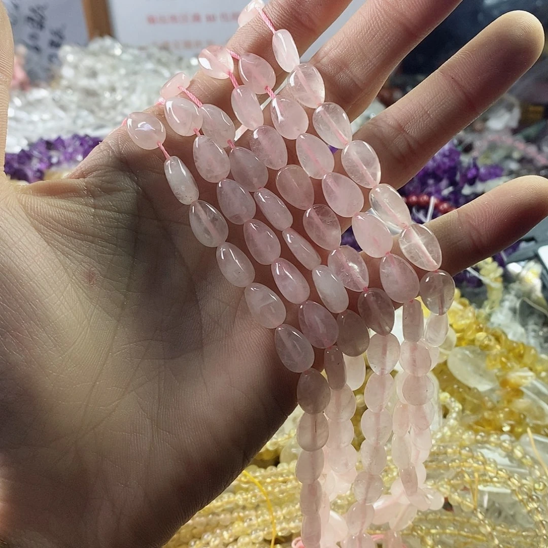 玛瑙/玉髓珠宝半成品未镶嵌一条天然8×12粉晶水滴C239