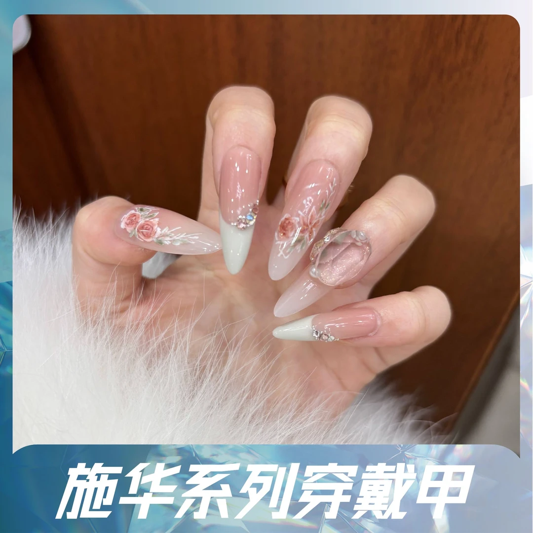 本宫指义【朝花夕拾/施华】H25穿戴甲纯手工 施华洛钻秋冬  美甲