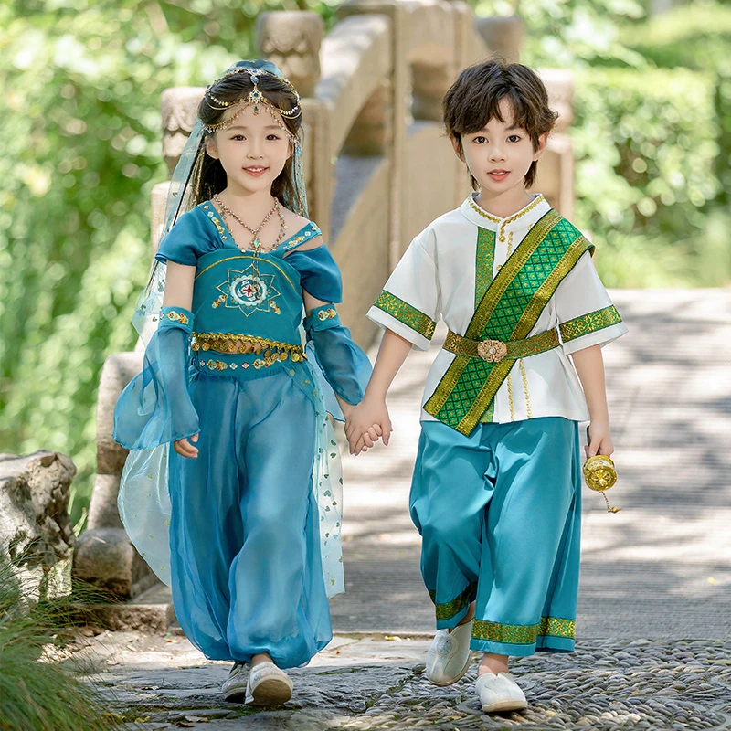 傣族女童少数民族风套装儿童衣服男童宝宝西双版纳泼水节表演服