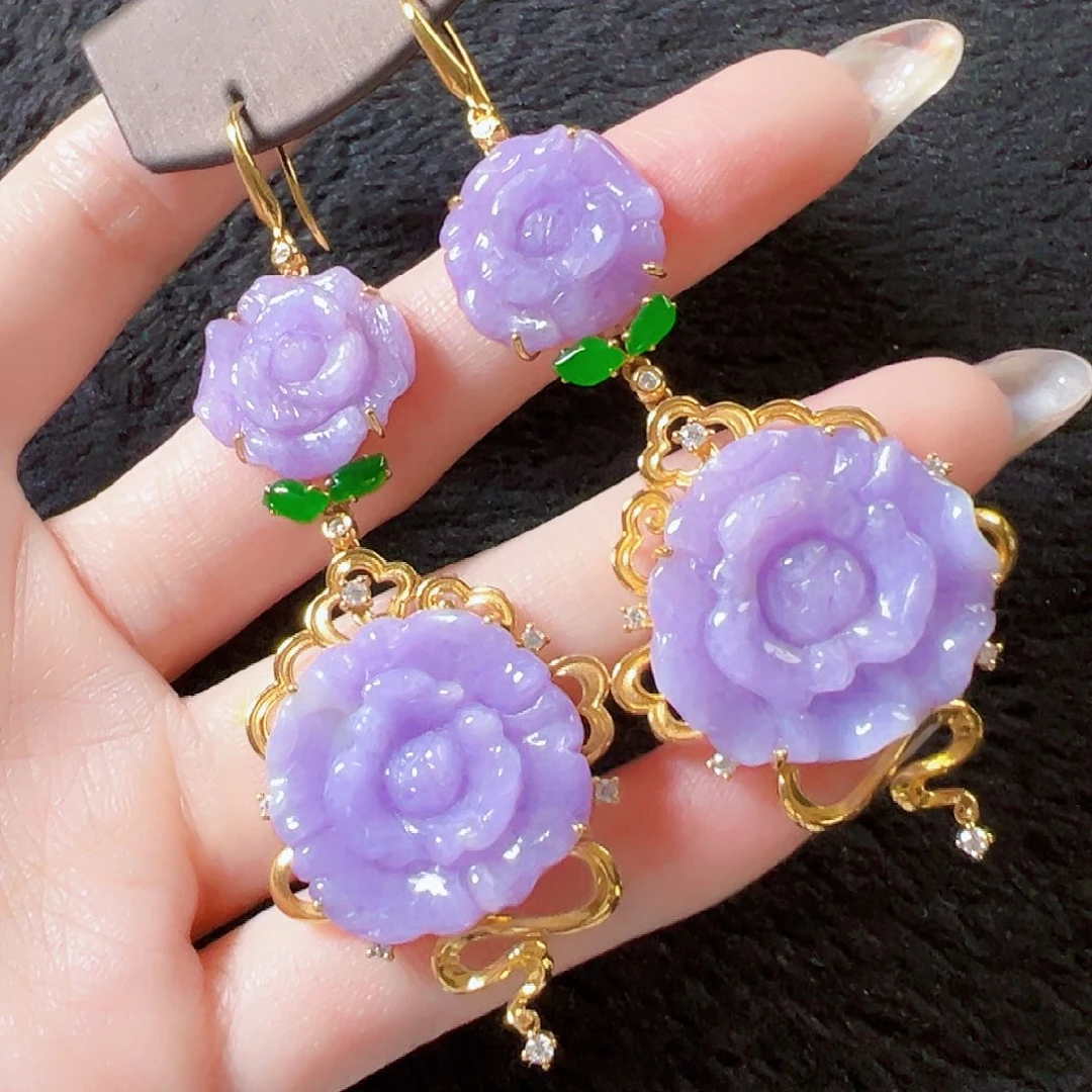 翡翠18K金镶嵌耳饰签收后24小时鉴赏期，过时不退