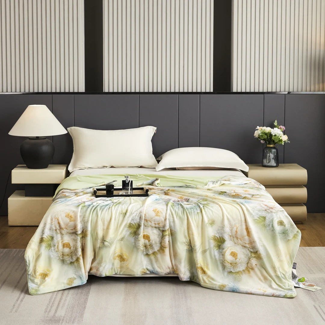 【清凉一夏】高端超柔凉感5D数码印花蚕丝夏被-绽放/琉璃绿