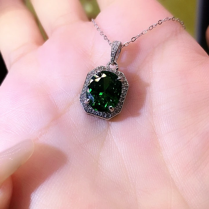 吊坠透辉石银S925镶嵌