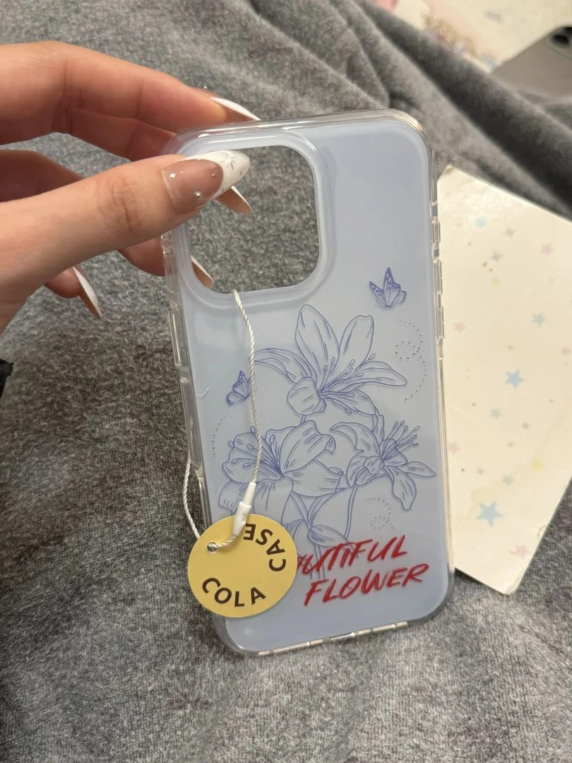 IMD蓝色百合花适用IMDiphone16苹果15果冻手机壳小米OPPO华为荣耀