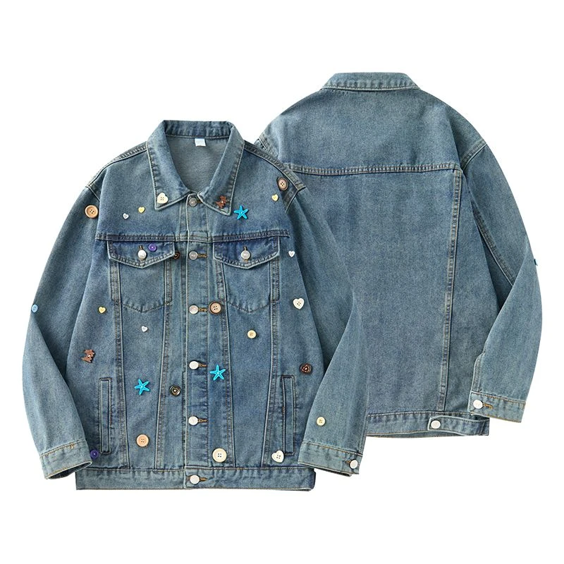 高级感复古重工休闲牛仔外套女2025早秋新款时尚港风宽松牛仔上衣