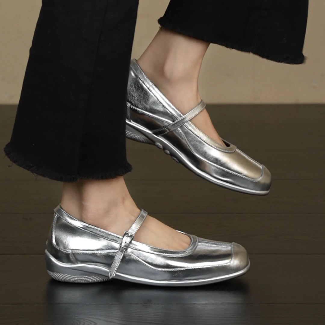 nnmiss•34-39/4cm小众设计感圆头一字扣带法式运动风厚底单鞋