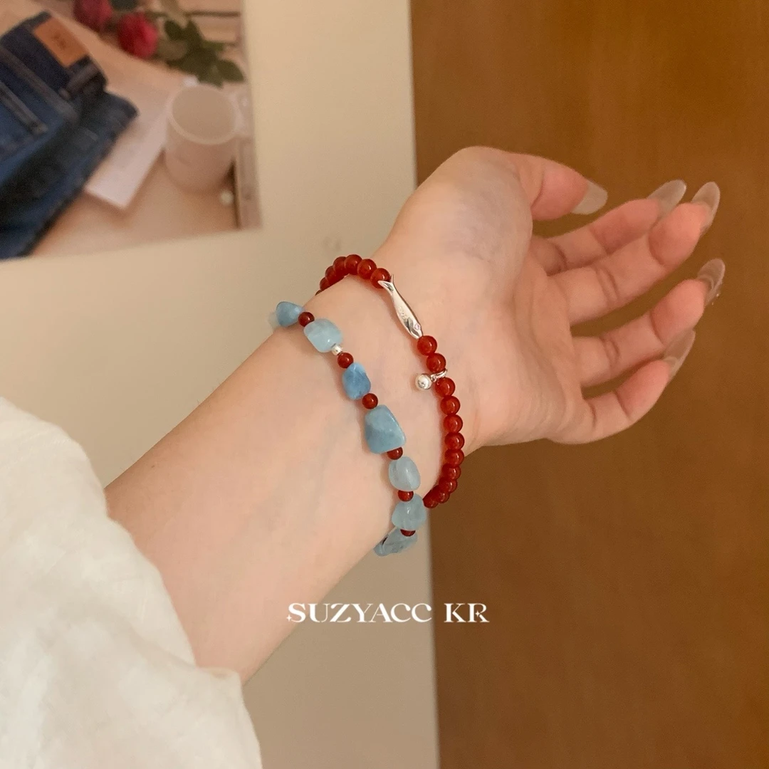 Suzyacc Kr925银海蓝宝石 蓝雾手链DC0324