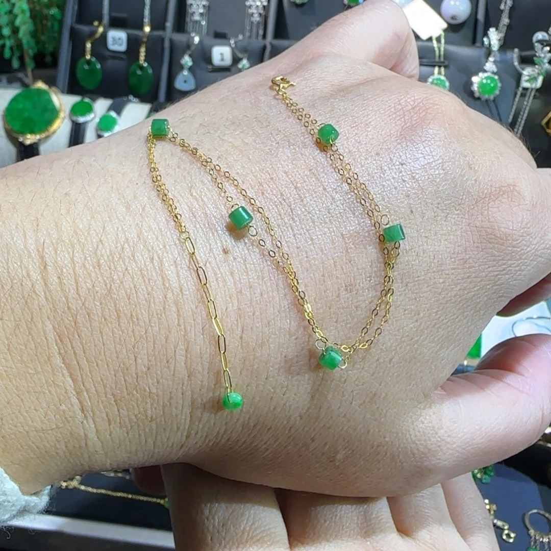 翡翠18K金镶嵌颈饰手链
