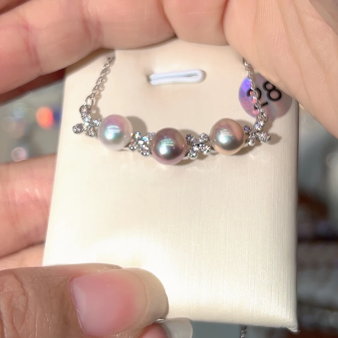 淡水珍珠合金极光镜面炫彩天然珍珠