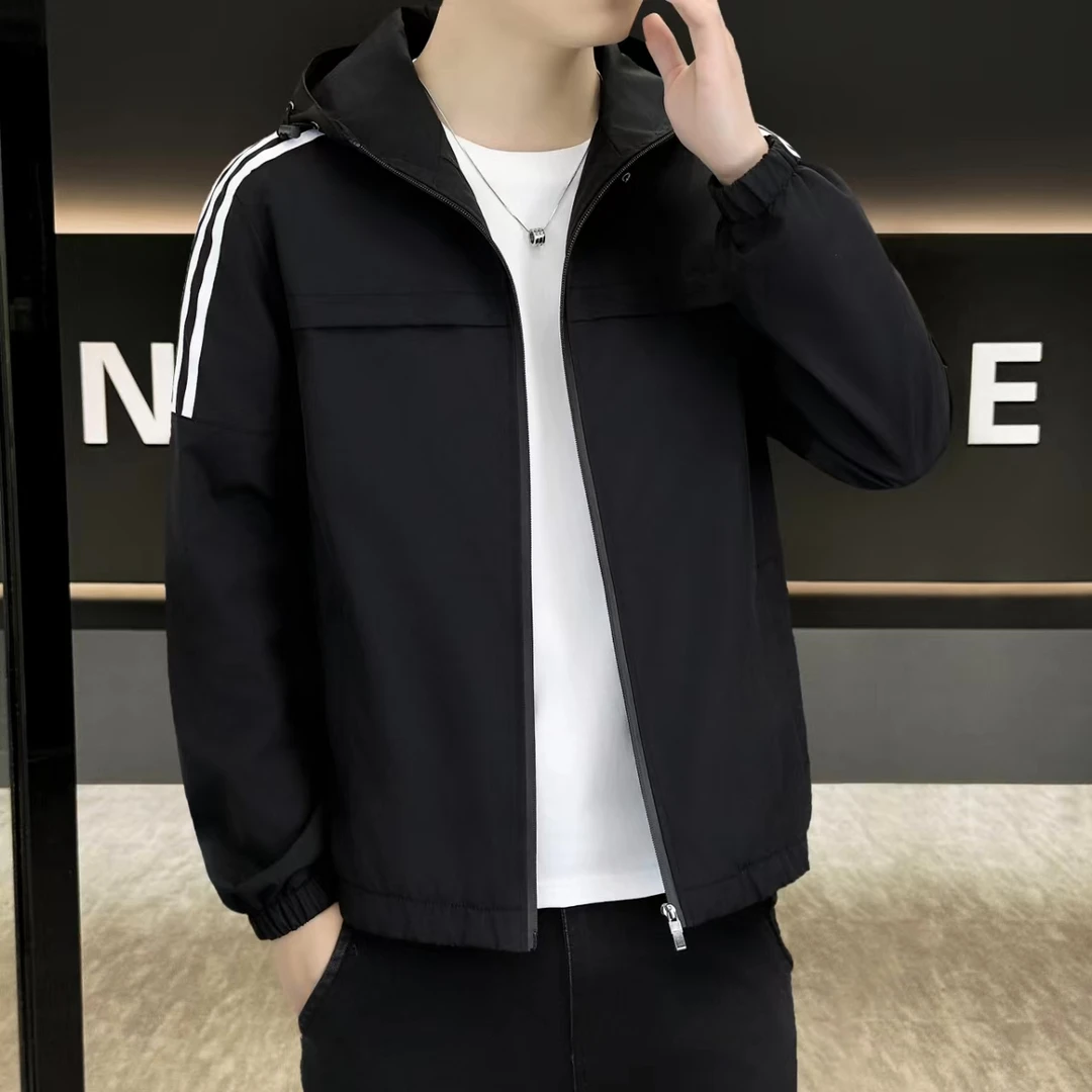 春季男连帽夹克绅士休闲春季外套上衣运动薄款男士男装韩版潮流