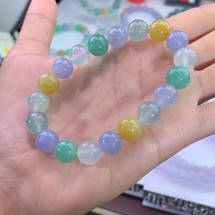 翡翠未镶嵌手链冰多宝手串