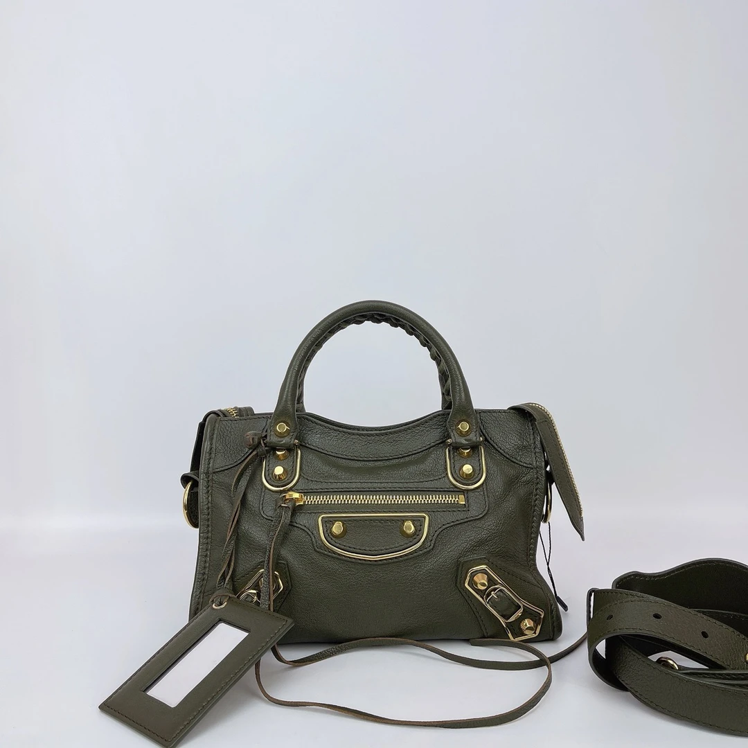 95新 Balenciaga/巴黎世家 巴黎世家 绿色机车斜挎包底长25 C062