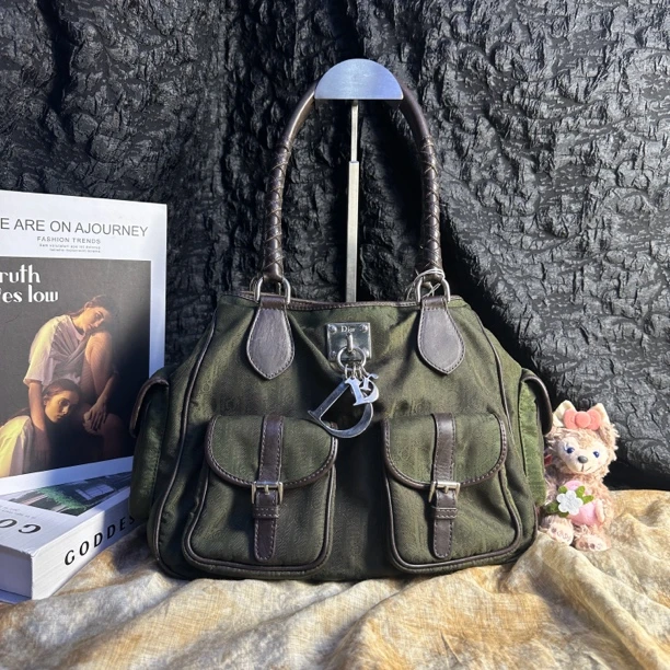 95新 DIOR/迪奥 迪奥绿色编织肩带医生包单肩包