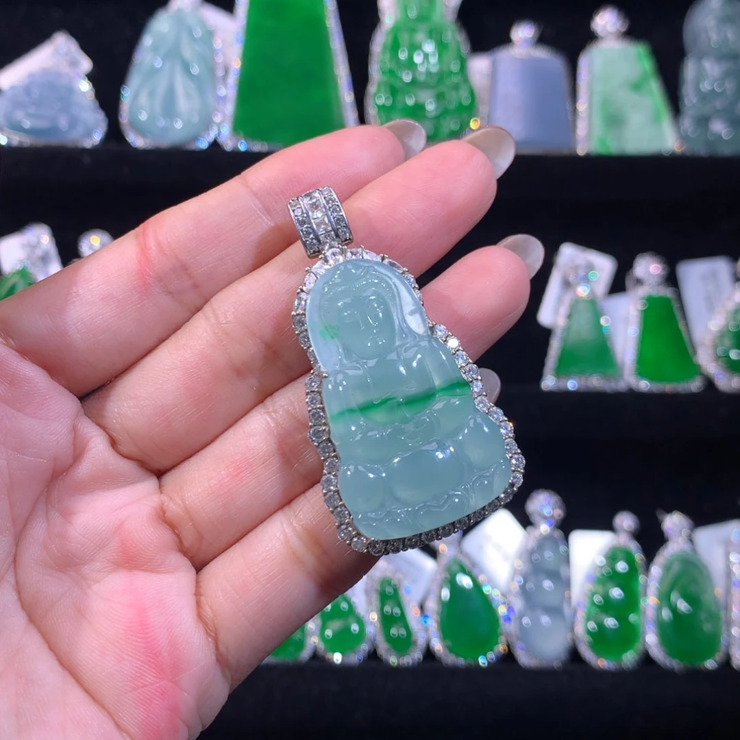 【闪购商品】翡翠银S925镶嵌颈饰天然翡翠