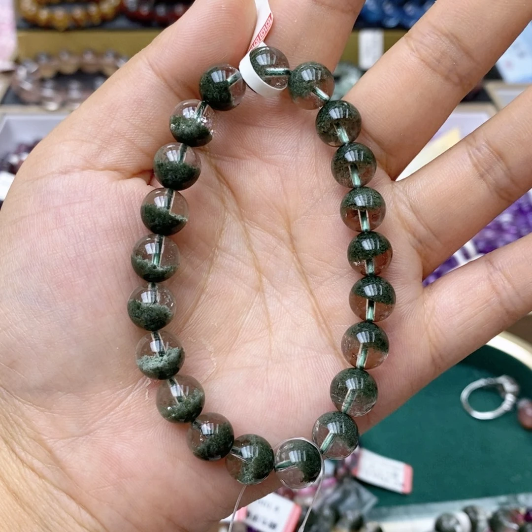 未镶嵌手链水晶C828绿幽灵9mm