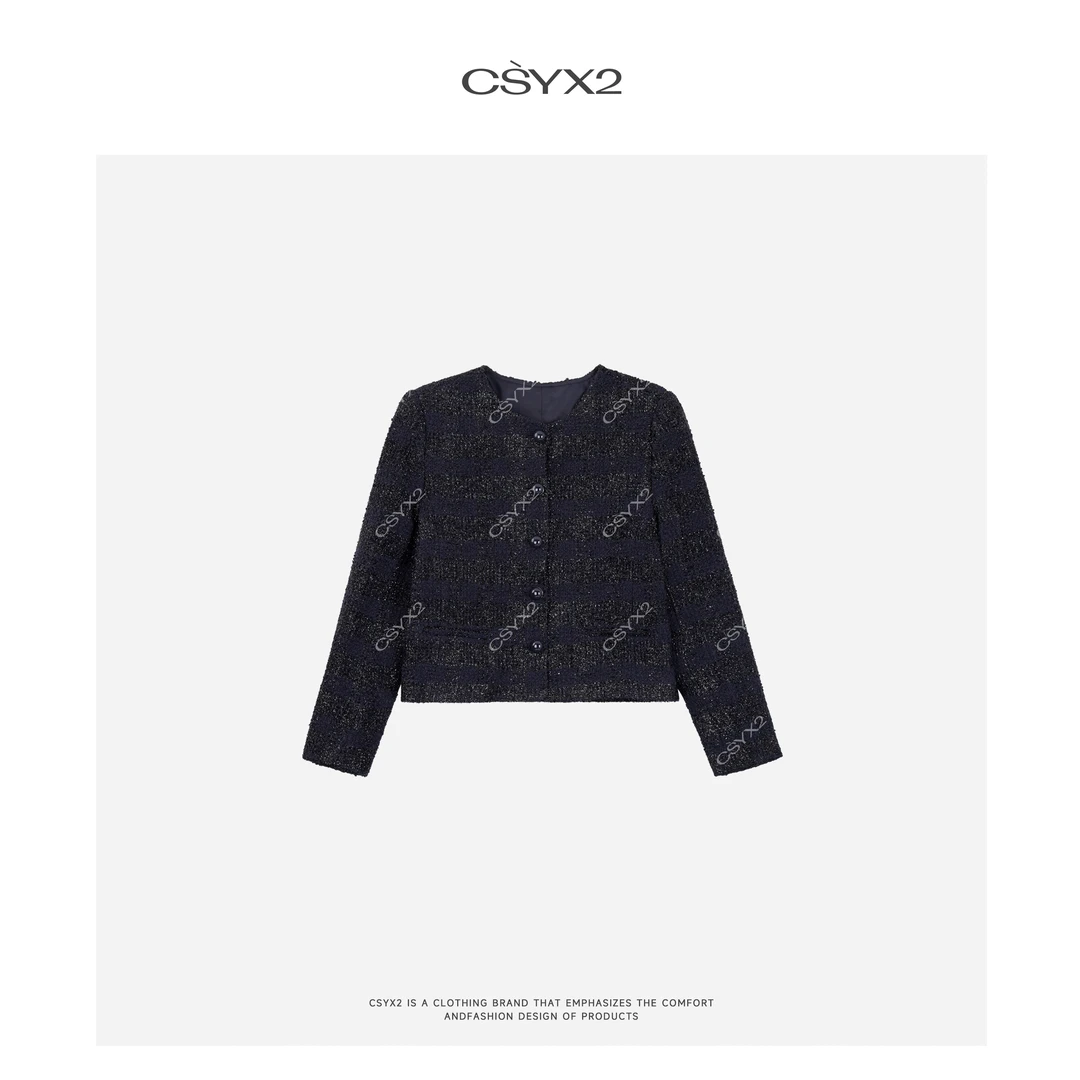CsyX2-2025S/S早秋新款"鎏银河"长袖小香圆领外套CA5CQ002