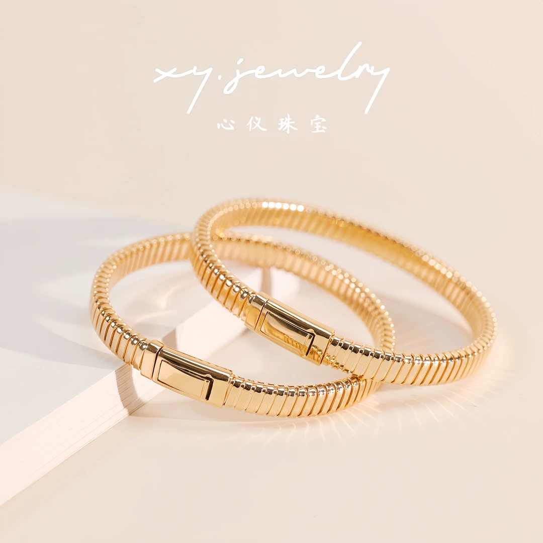 【心仪珠宝】18k金意大利复古软手镯/卡5.8MM/高级/个性/多退少补