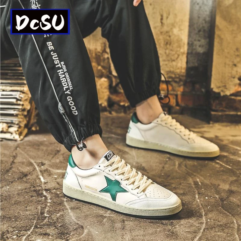 【香港DcSU&Shoes官方正品】复古做旧小白鞋男星星小脏鞋平底真皮脏