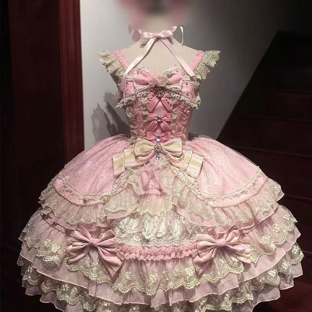 【宝石之冕】甜美清新Lolita蝴蝶结蕾丝吊带裙夏季新品短裙日常优雅