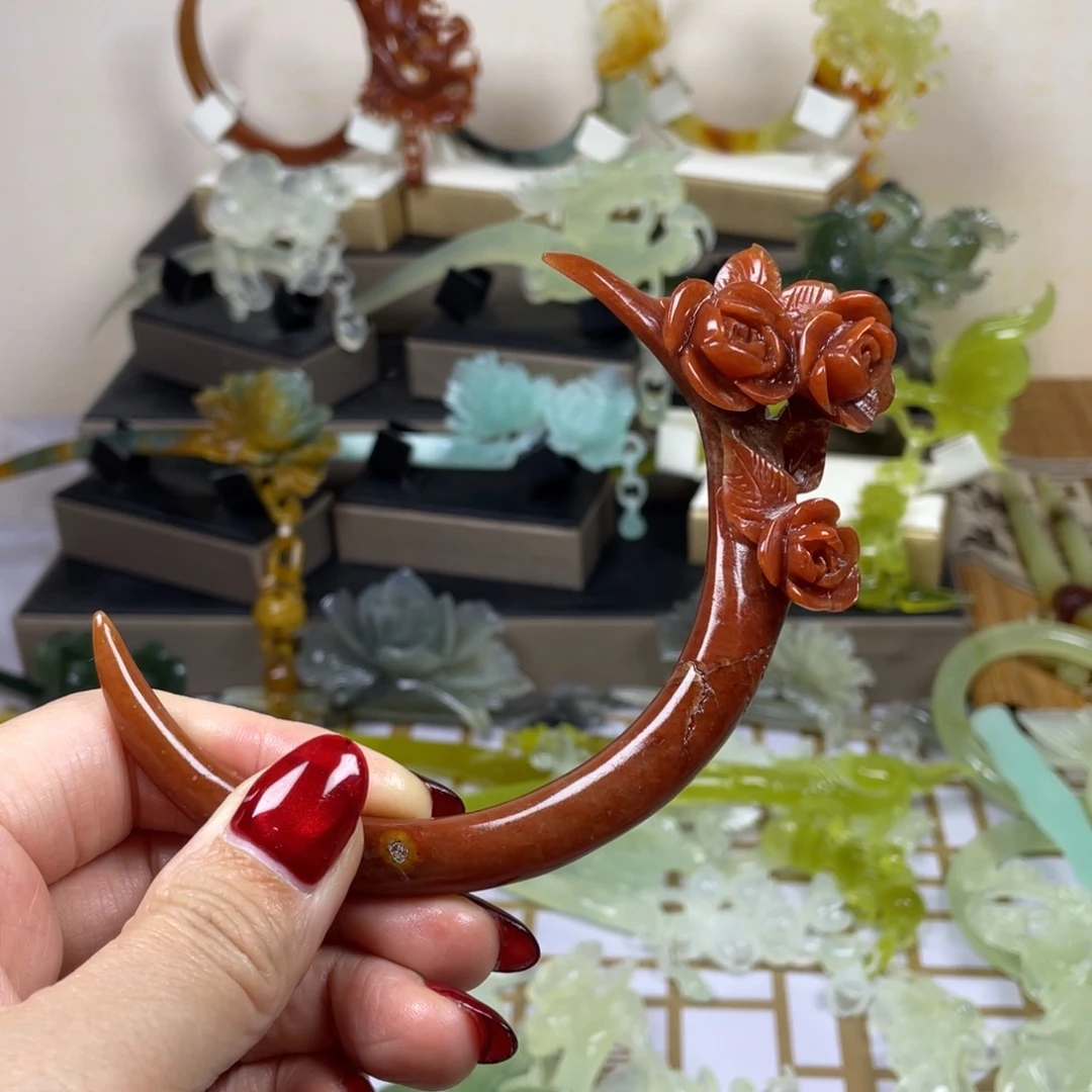 未镶嵌蛇纹石玉发饰