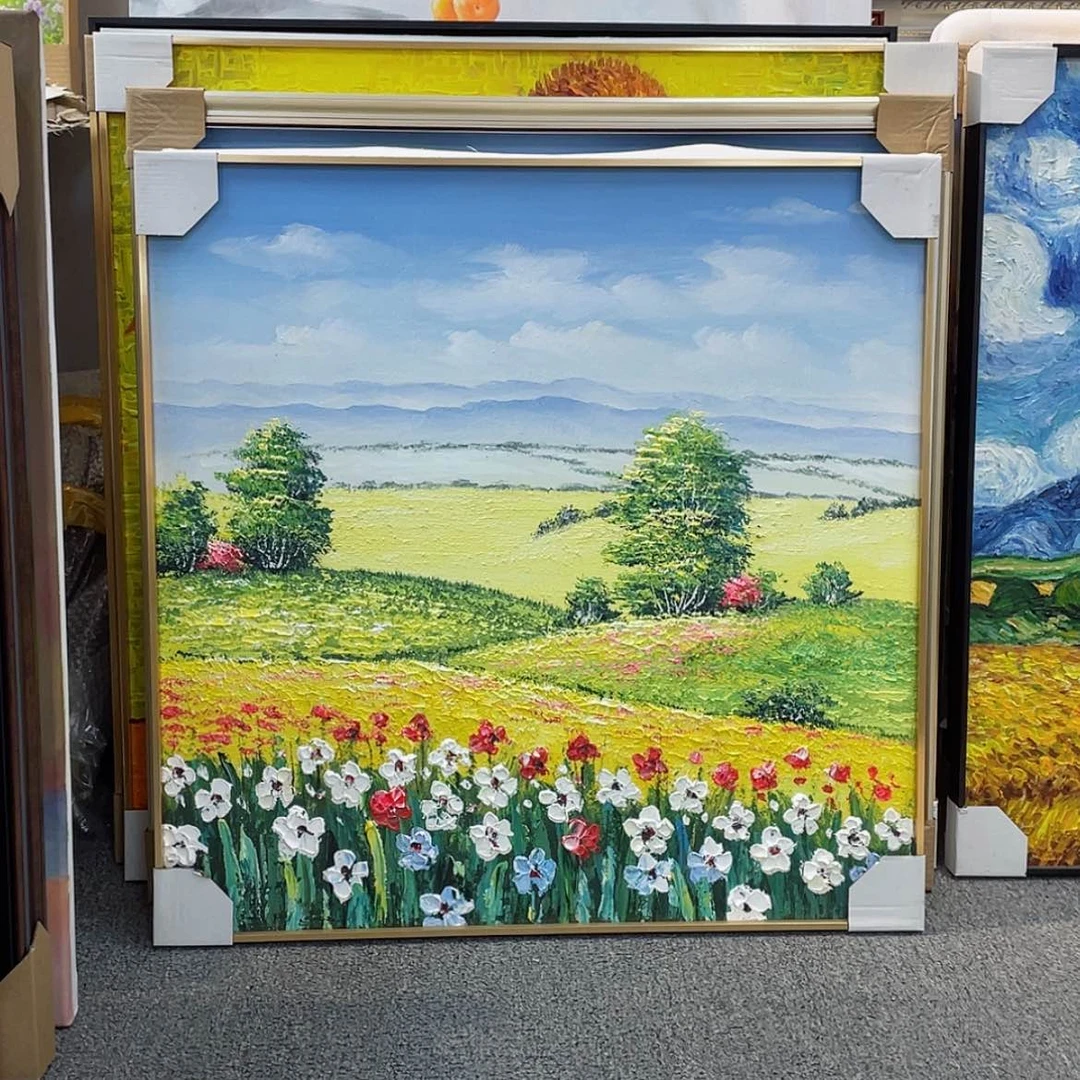 【闪购商品】油画印象派田园风景手绘油画含框70×70