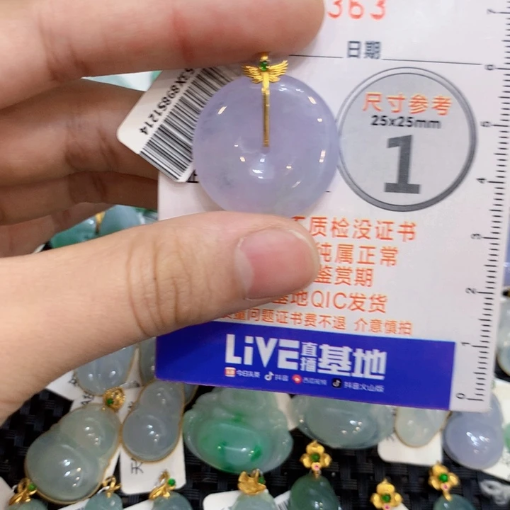 翡翠18K金镶嵌颈饰平安扣