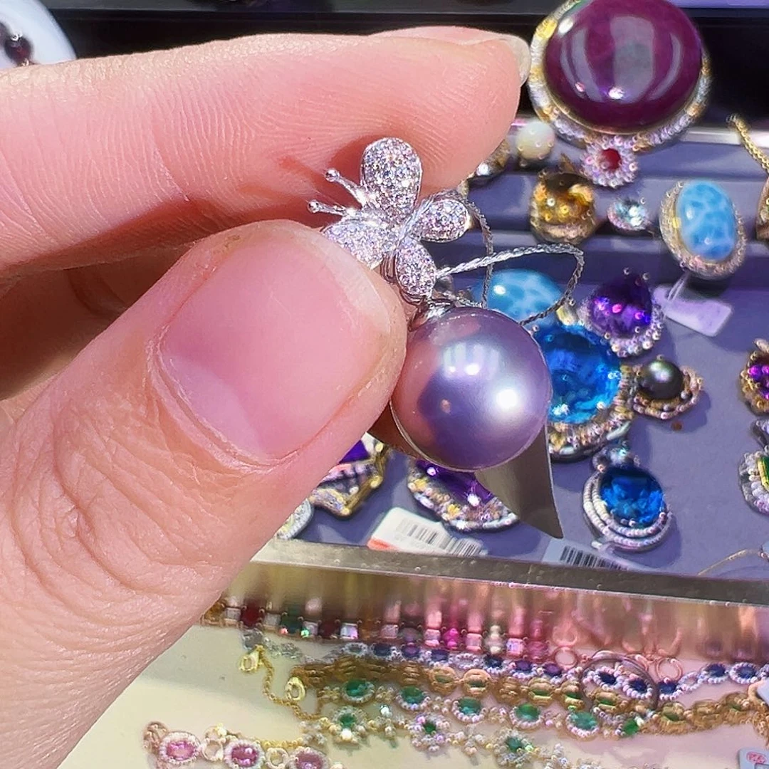 颈饰14K金镶嵌海水珍珠喜**?