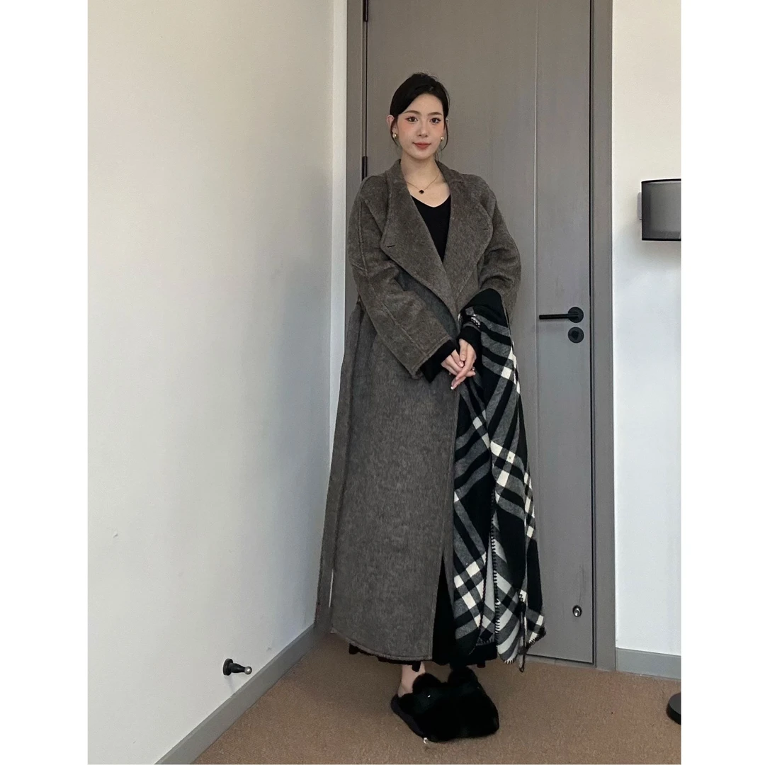 【人生大衣】【插肩袖】【大翻领版型巨显瘦】秋冬超长款羊毛大衣高奢