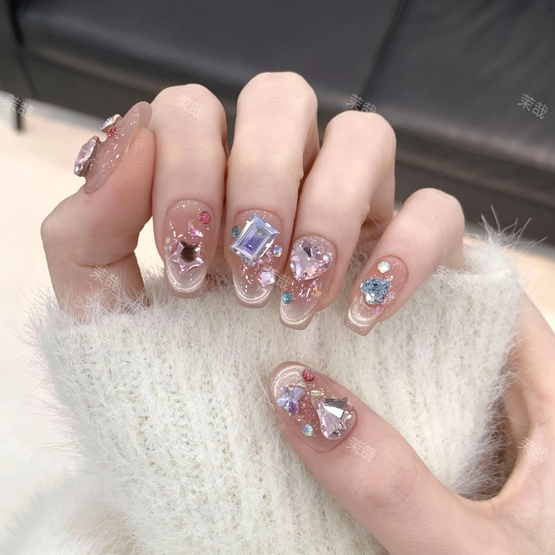 茉哉I现货【可露丽】孤纯手工定制美甲拆卸穿戴甲A3718