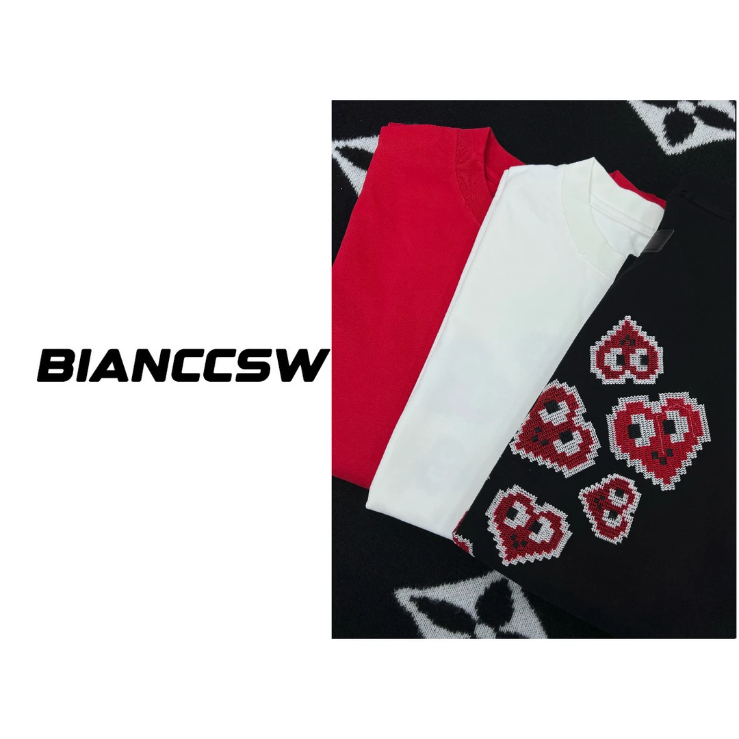 【短袖光变爱心】高品质重磅做旧短袖T