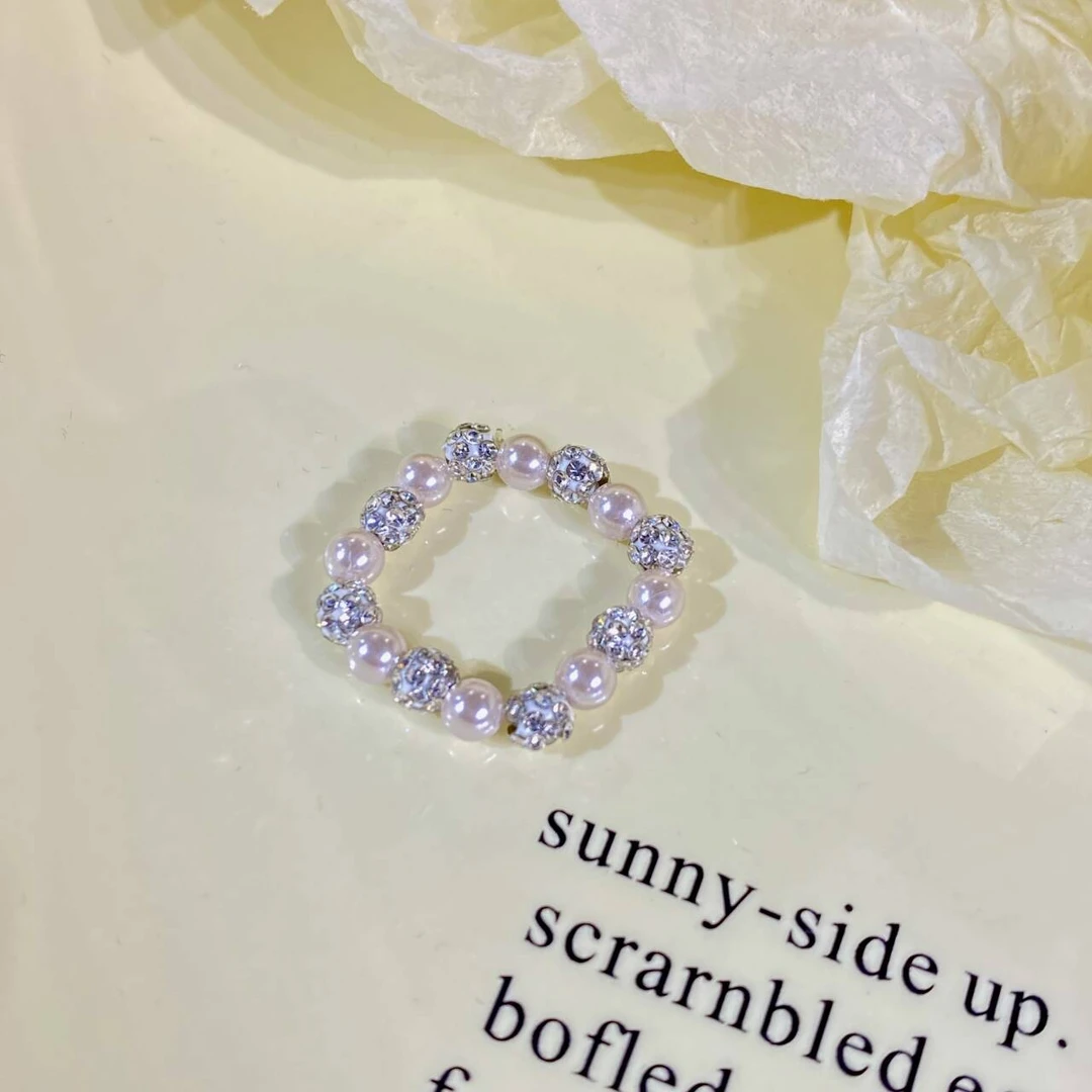 铜合金仿珍珠戒指 曼塔玫瑰百搭轻奢戒指