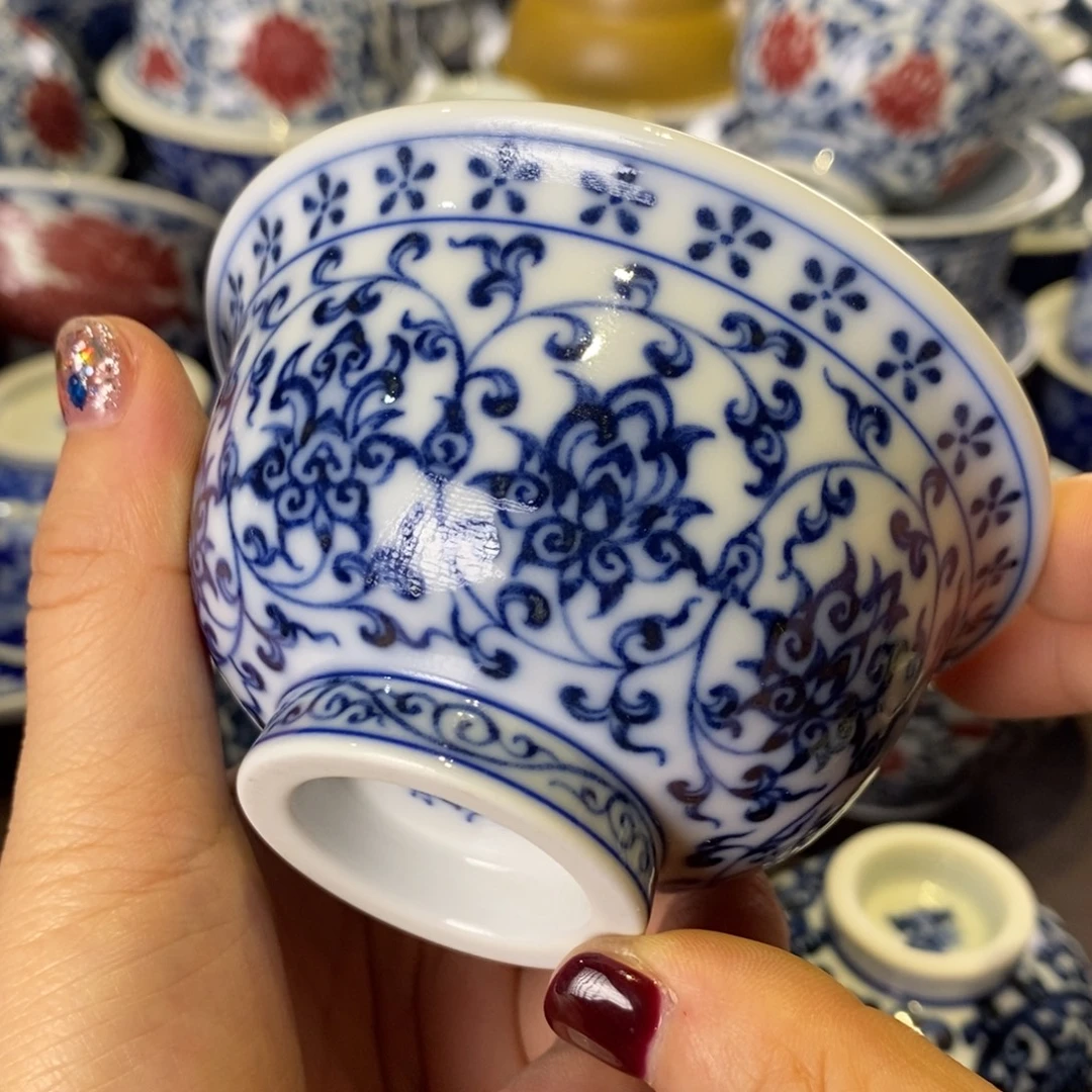 柴大压双狮微瑕杯杯杯杯现代瓷